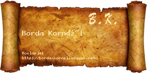 Borda Kornél névjegykártya